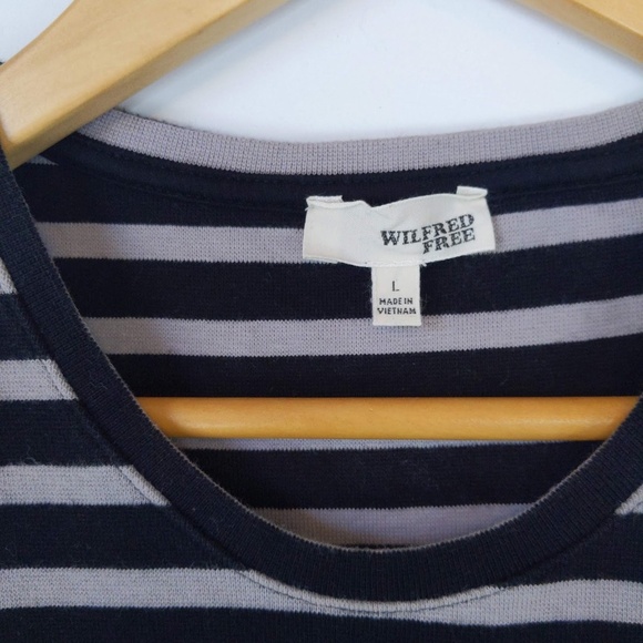 Aritzia Wilfred Free Black and Grey Striped Sleeveless Knit Tube Dress - Picture 6 of 8